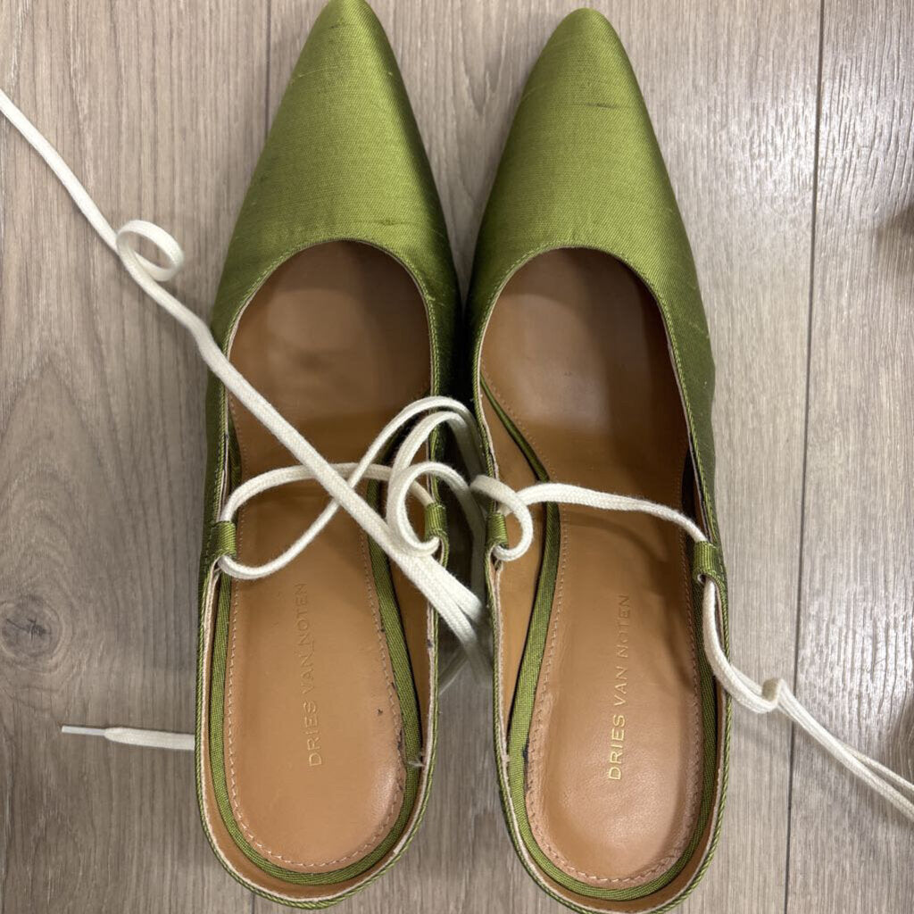 Green Satin Strappy Pump