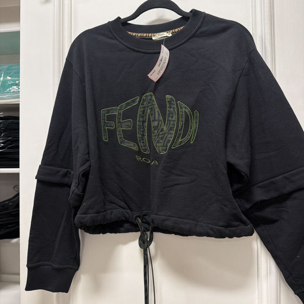 Black Cotton Draw String Sweatshirt(1150)