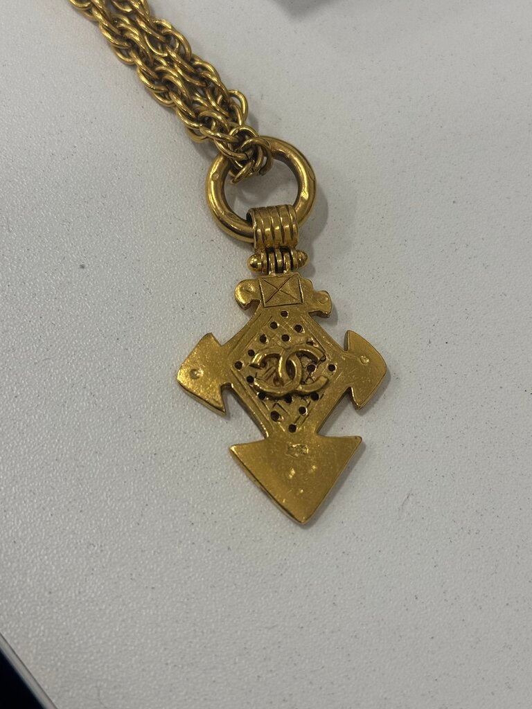 Vintage Gold Tone Coco Mark Cross Necklace