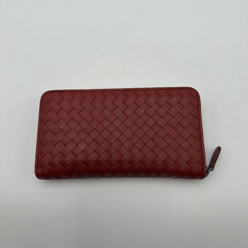 Red Intrecciato Zip Wallet