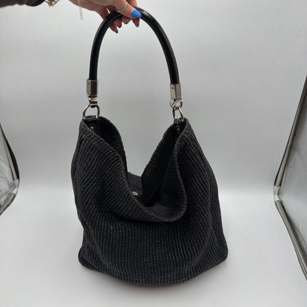 Black Raffia Shoulder Bag