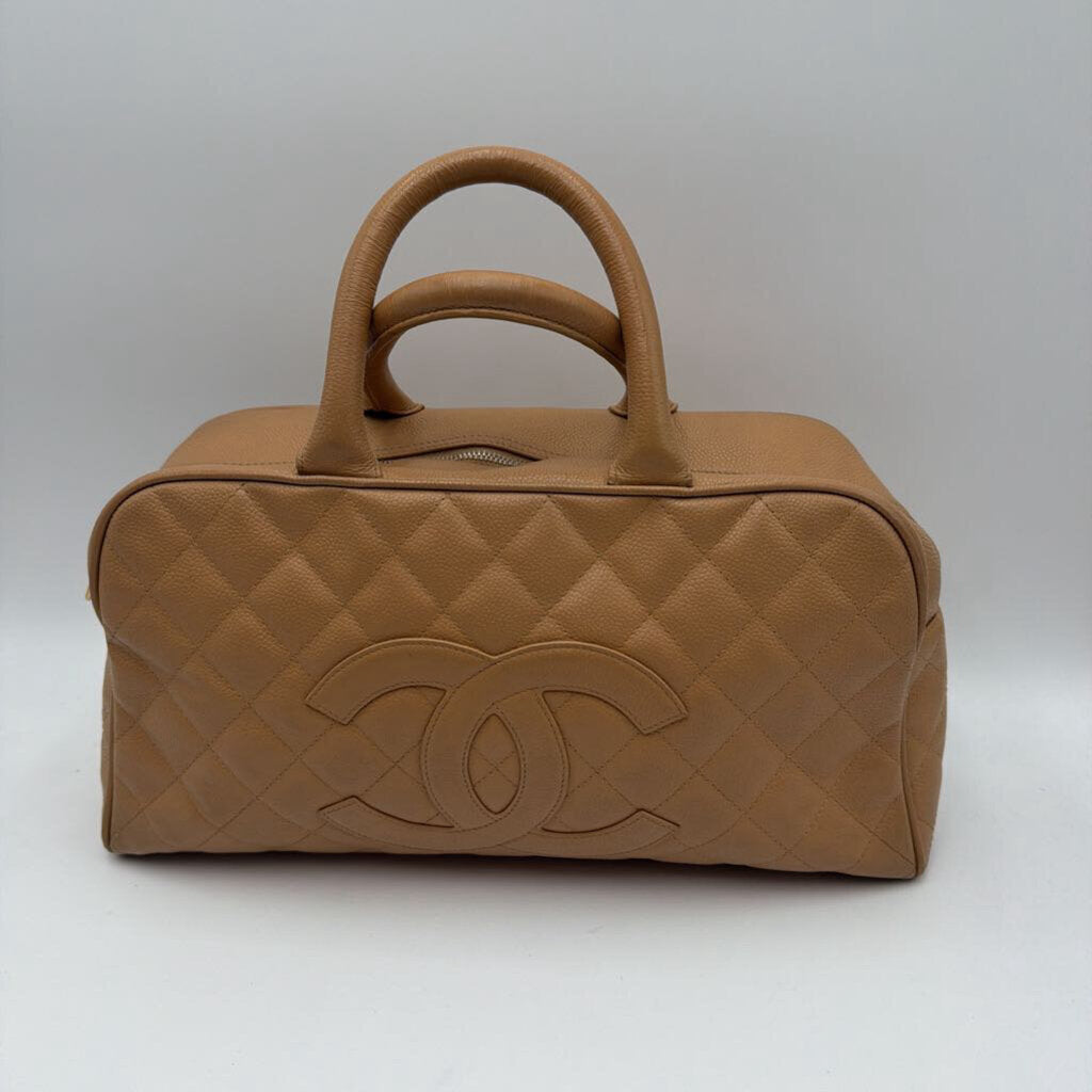 Tan Caviar Bowler Bag