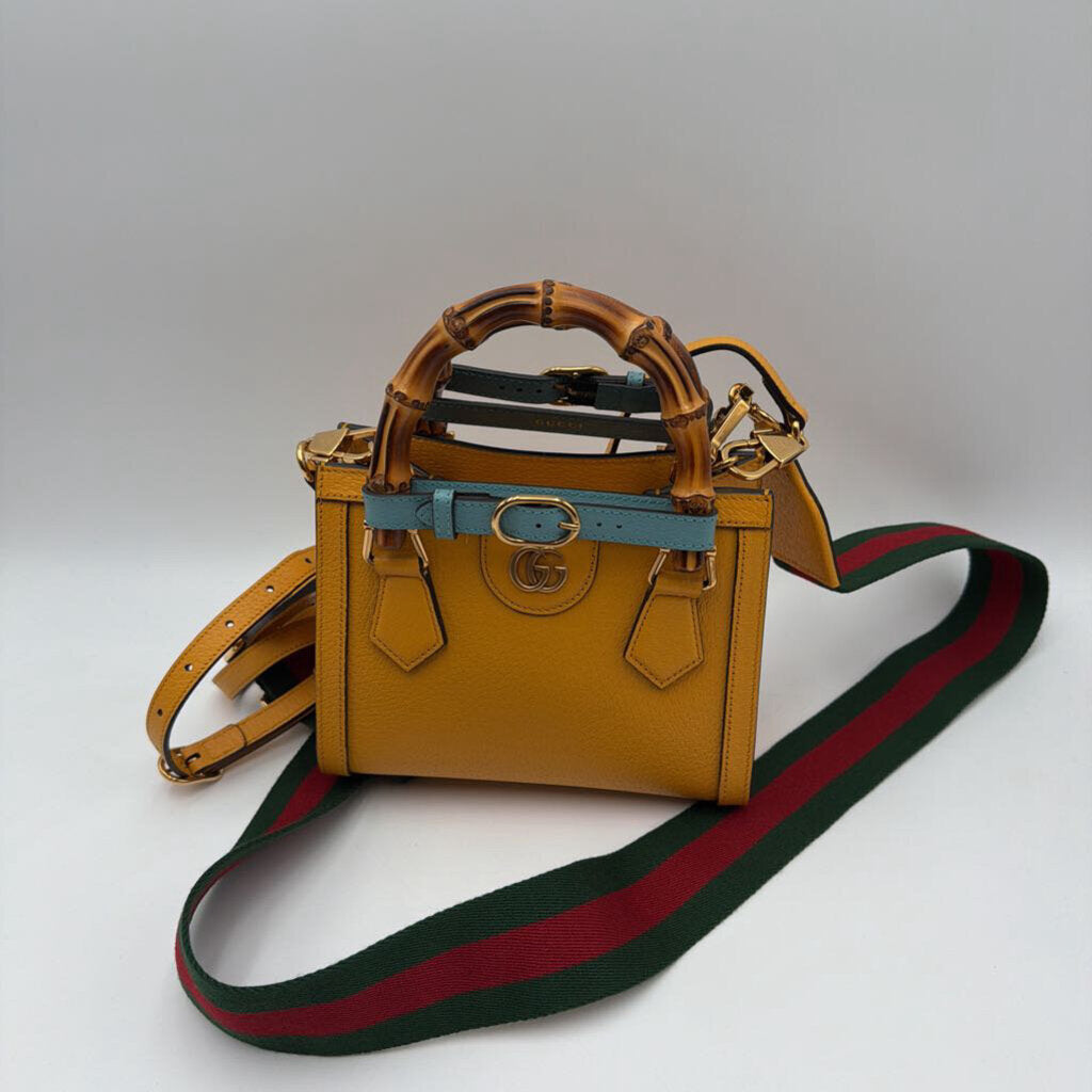 Yellow Leather Mini Diana Bag