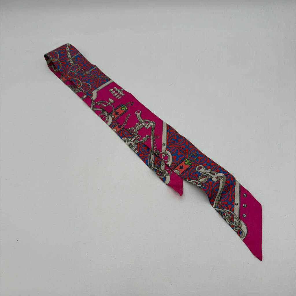 Pink & Blue Silk Twilly