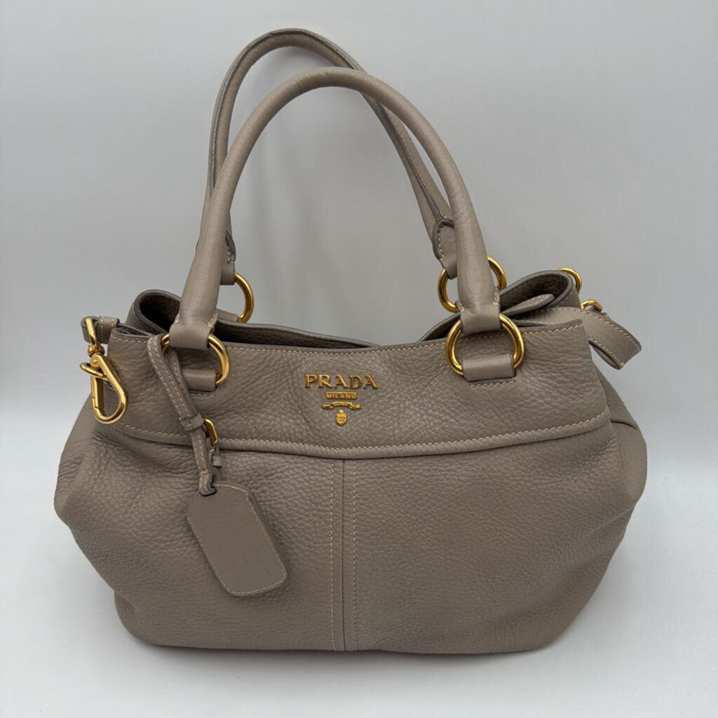 Cream Leather 2 Way Tote