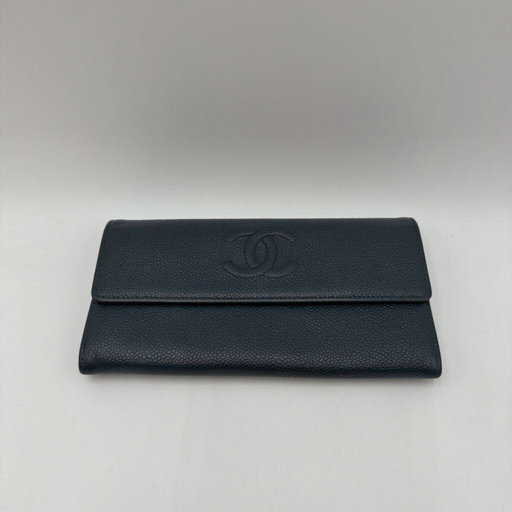 Blue Leather Long Wallet