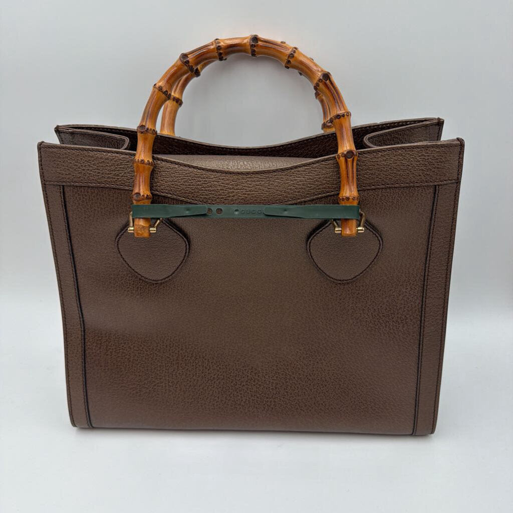 Brown Leather Bamboo Tote