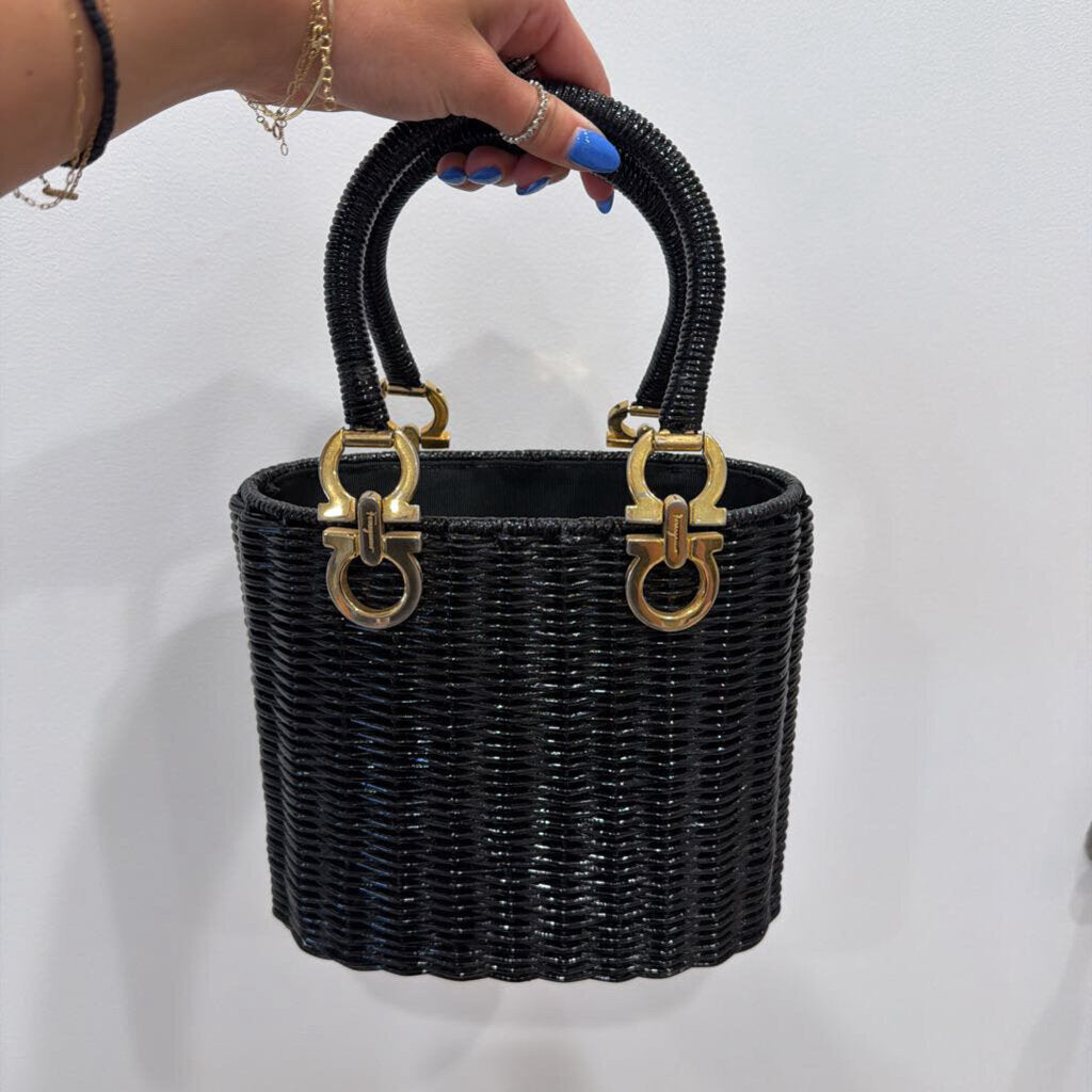 Black Wicker Gancini Bag