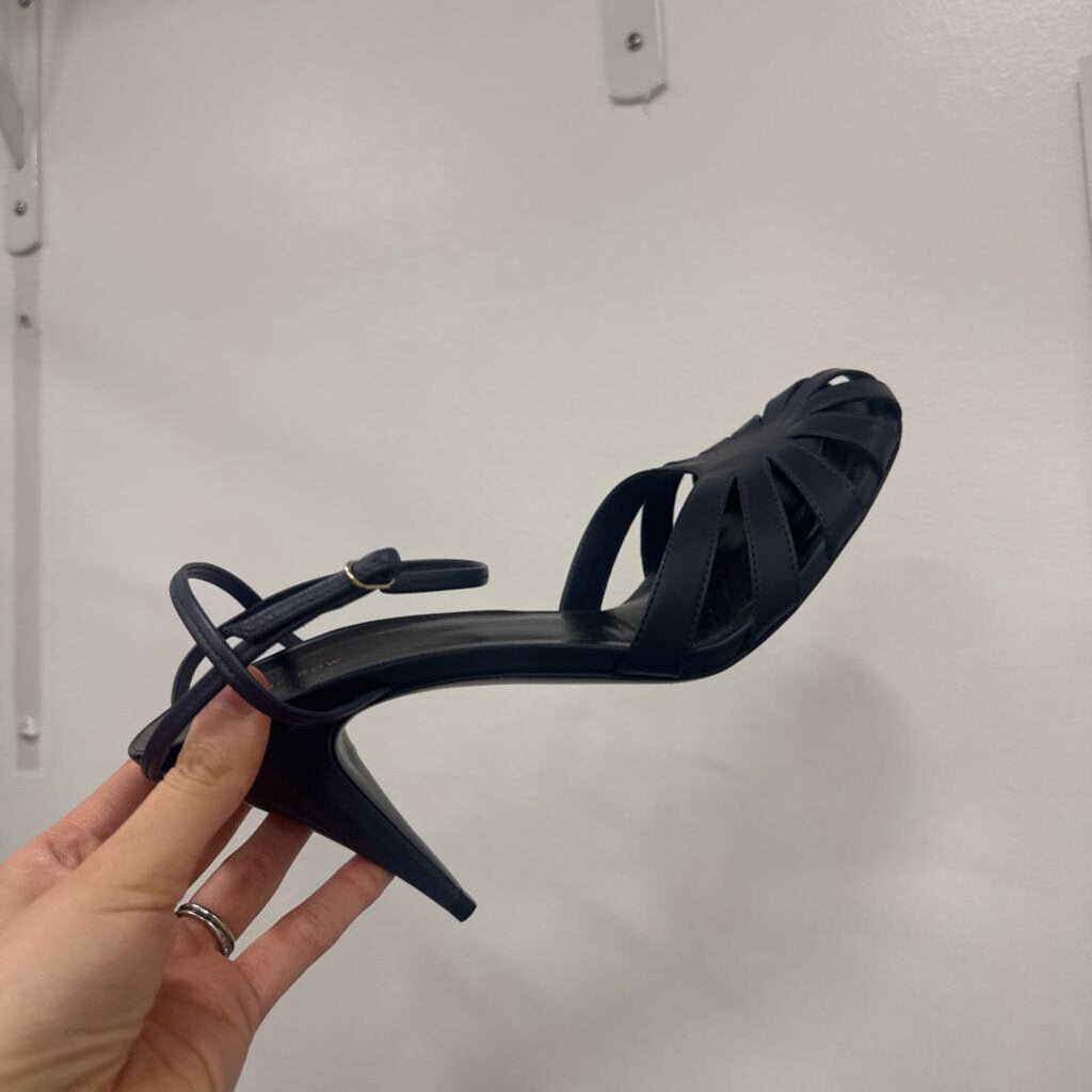 Navy Leather Heeled Sandals (new)