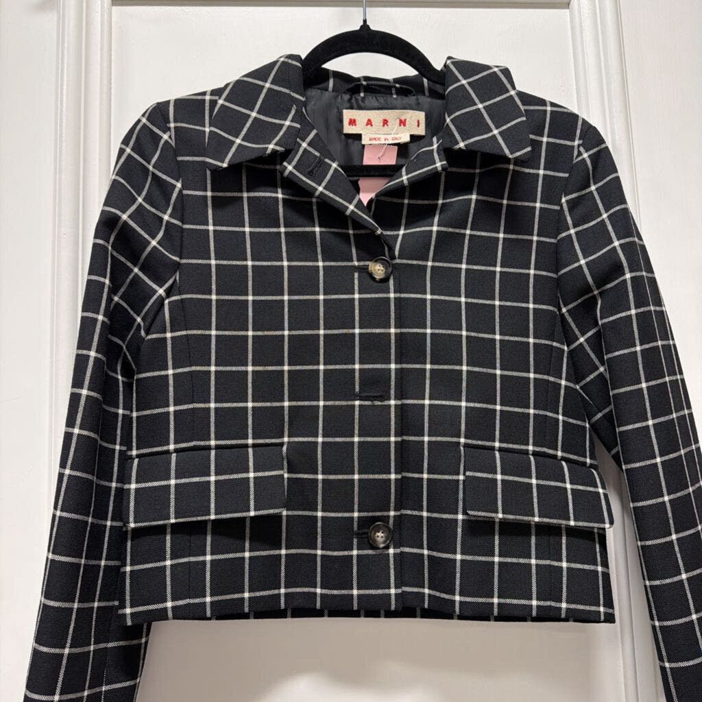 Black/White Checked Wool Jacket