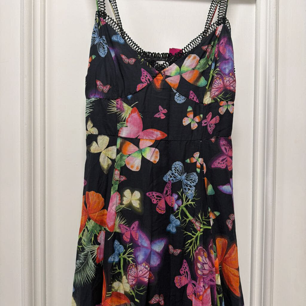 Black Colorful Butterflies Sun Dress