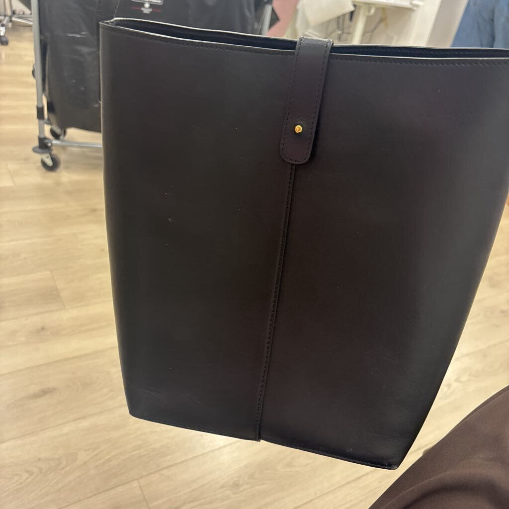 Black Leather Bucket Bag