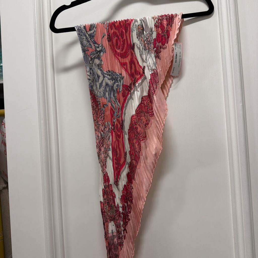 Pink Silk Pleated Scarf