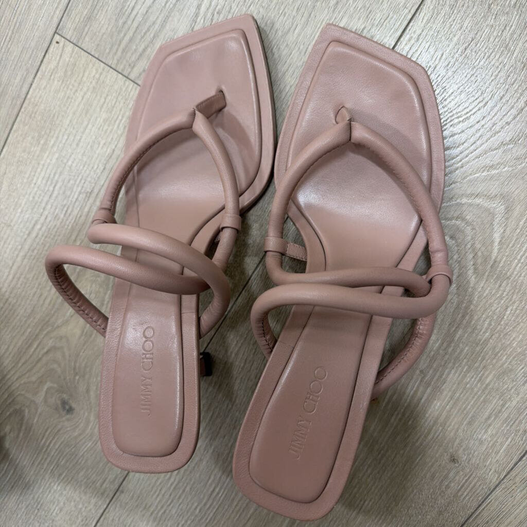 Pink Leather Rope Strappy With Heel