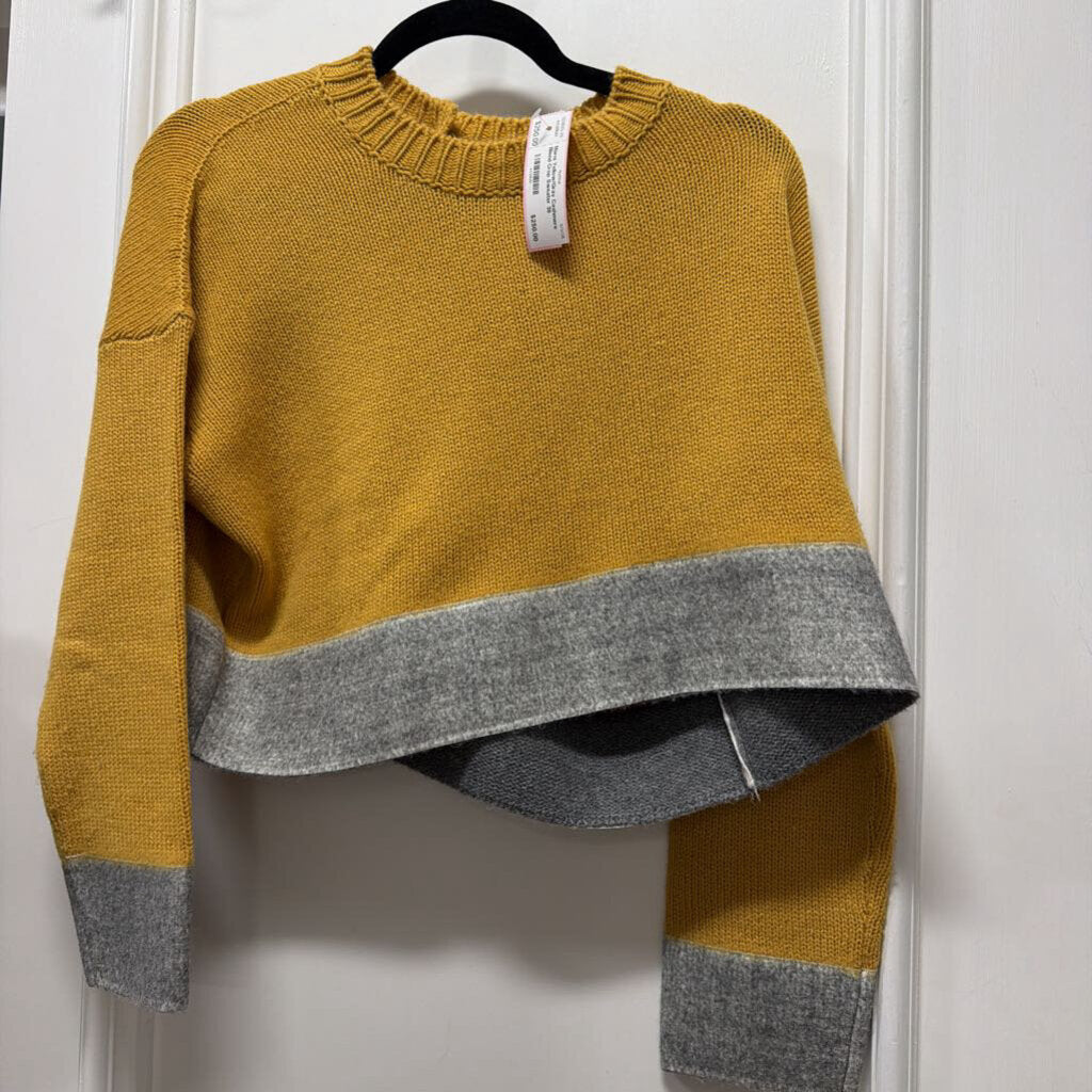 Yellow/Gray Cashmere Blend Crop Sweater