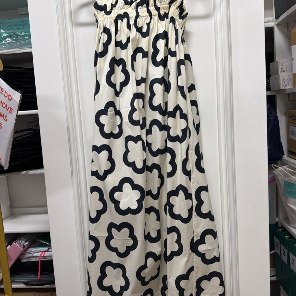 Cream/Black Midi Dress