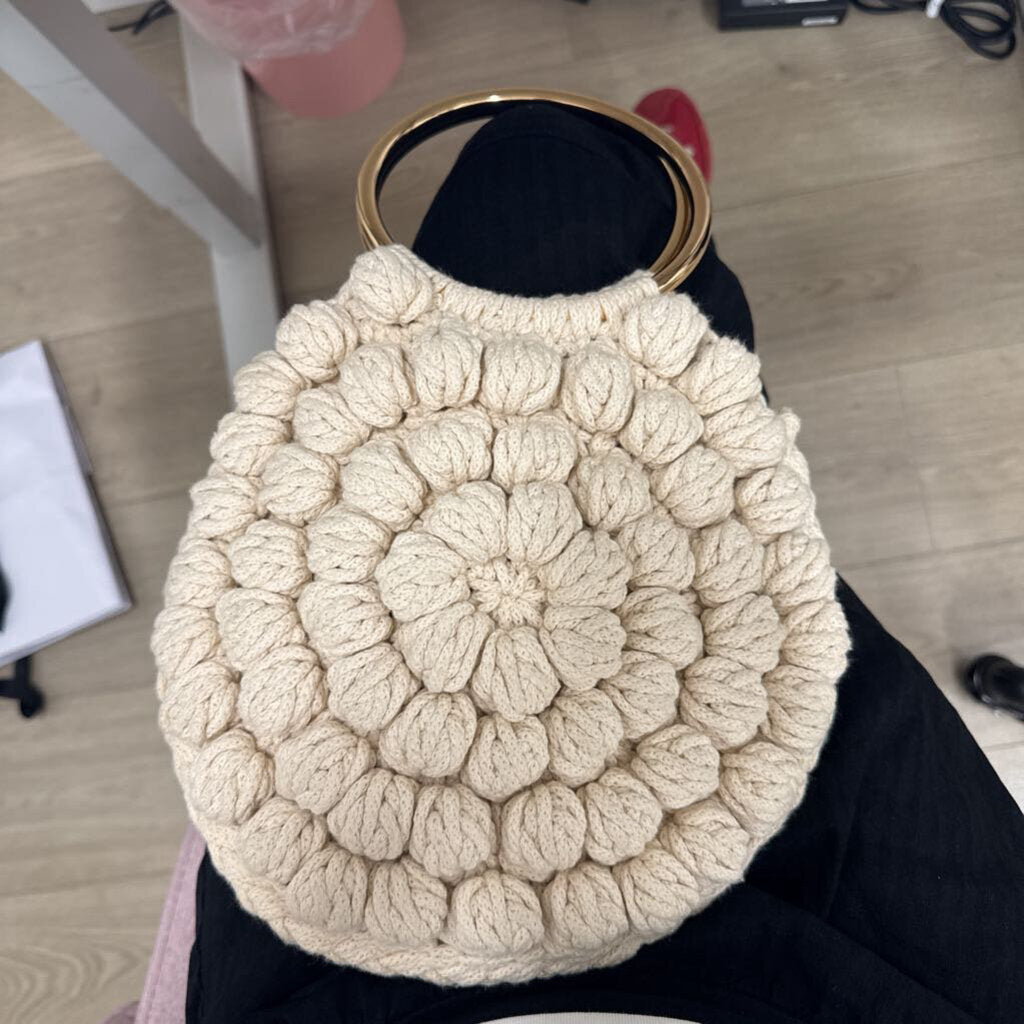 Cream Crochet Top Handle Bag