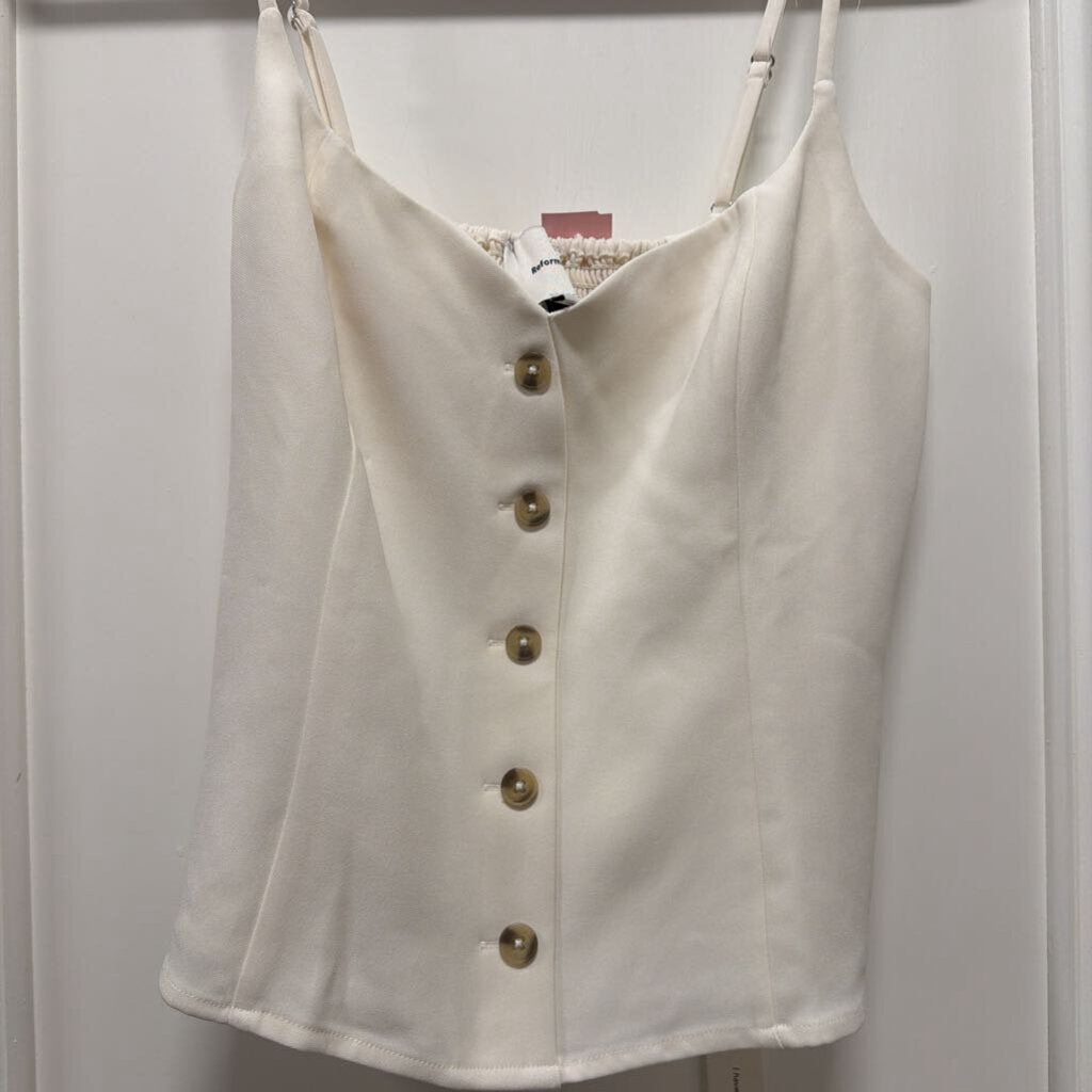White Viscose Button-Front Tank (NWT)