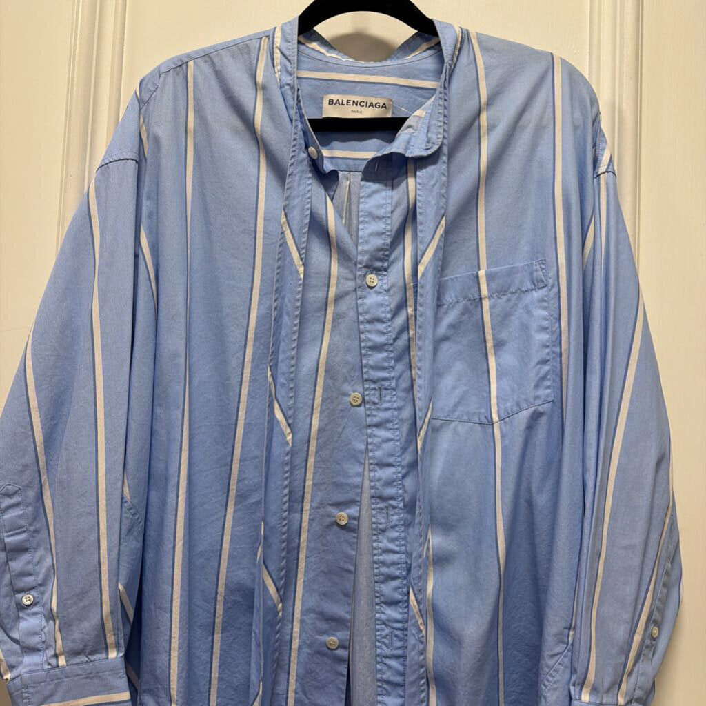 Blue/White Cotton Striped Button Down