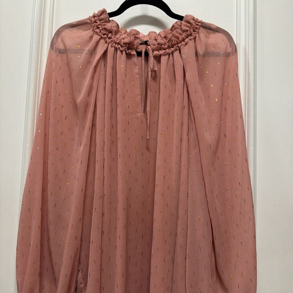 Pink Poly Gold Flecked Blouse