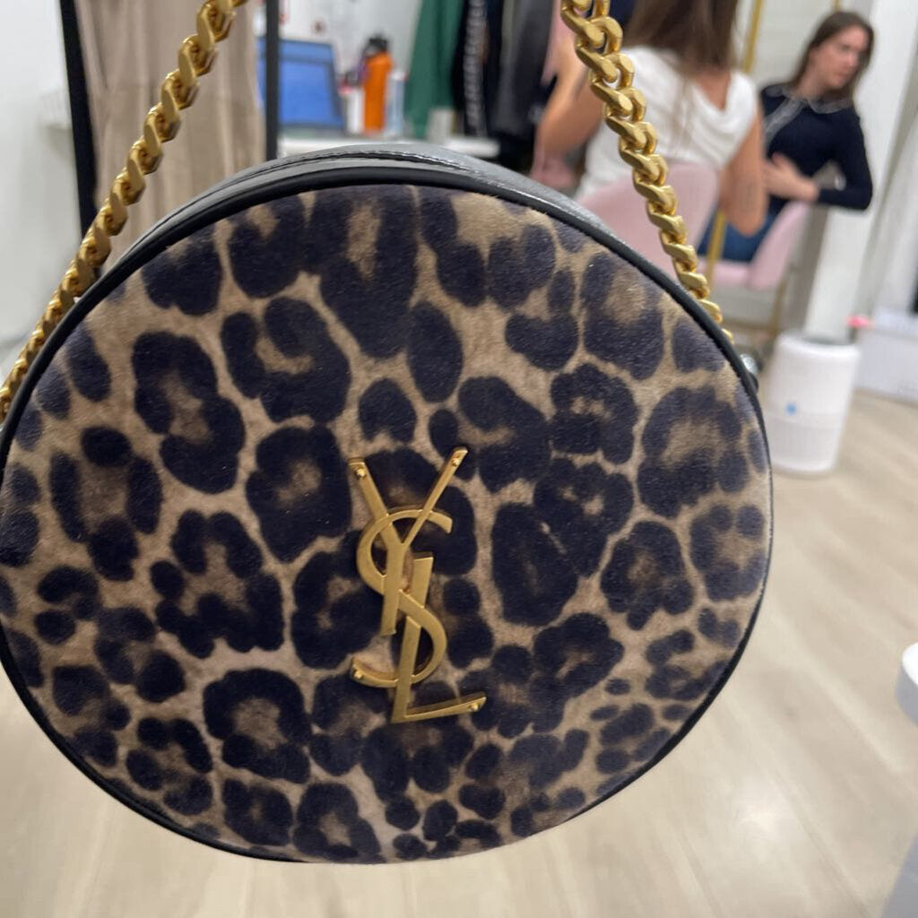 Leopard Print Suede Gold HW Camera Bag(est 1390)