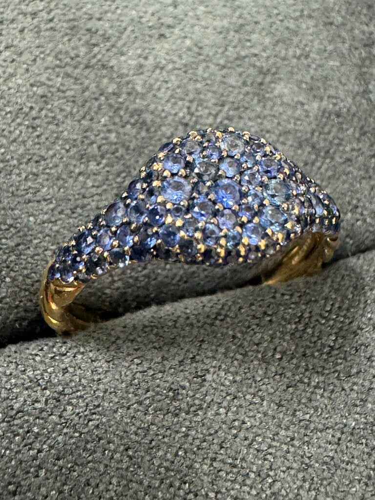 18k YG + Sapphire Petite Pave Ring w/ Box