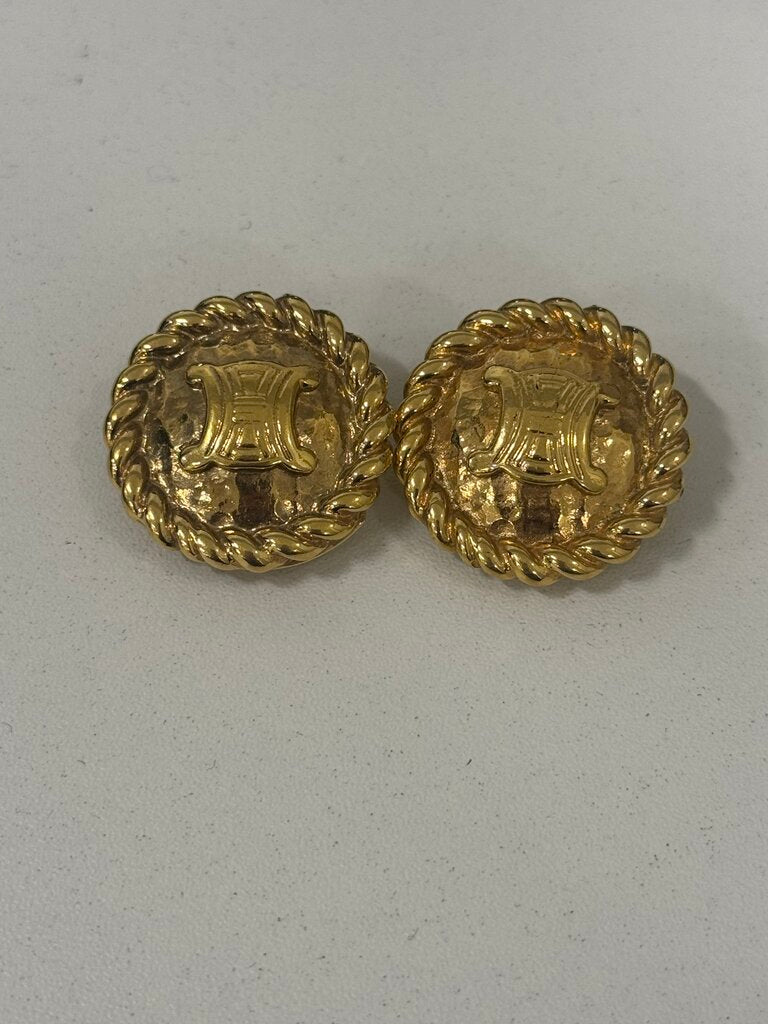Vintage Gold-tone Triomphe Clip-On Earrings