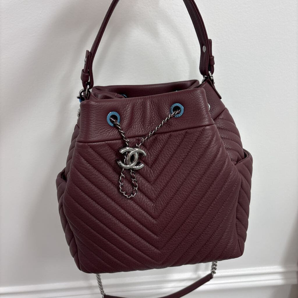 Burgundy Drawstring Tote SHW (3400)