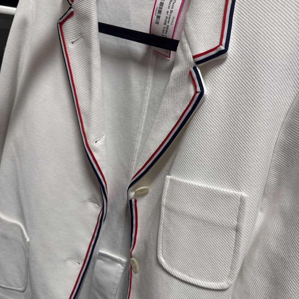 White Cotton Blazer w/ RWB Trim