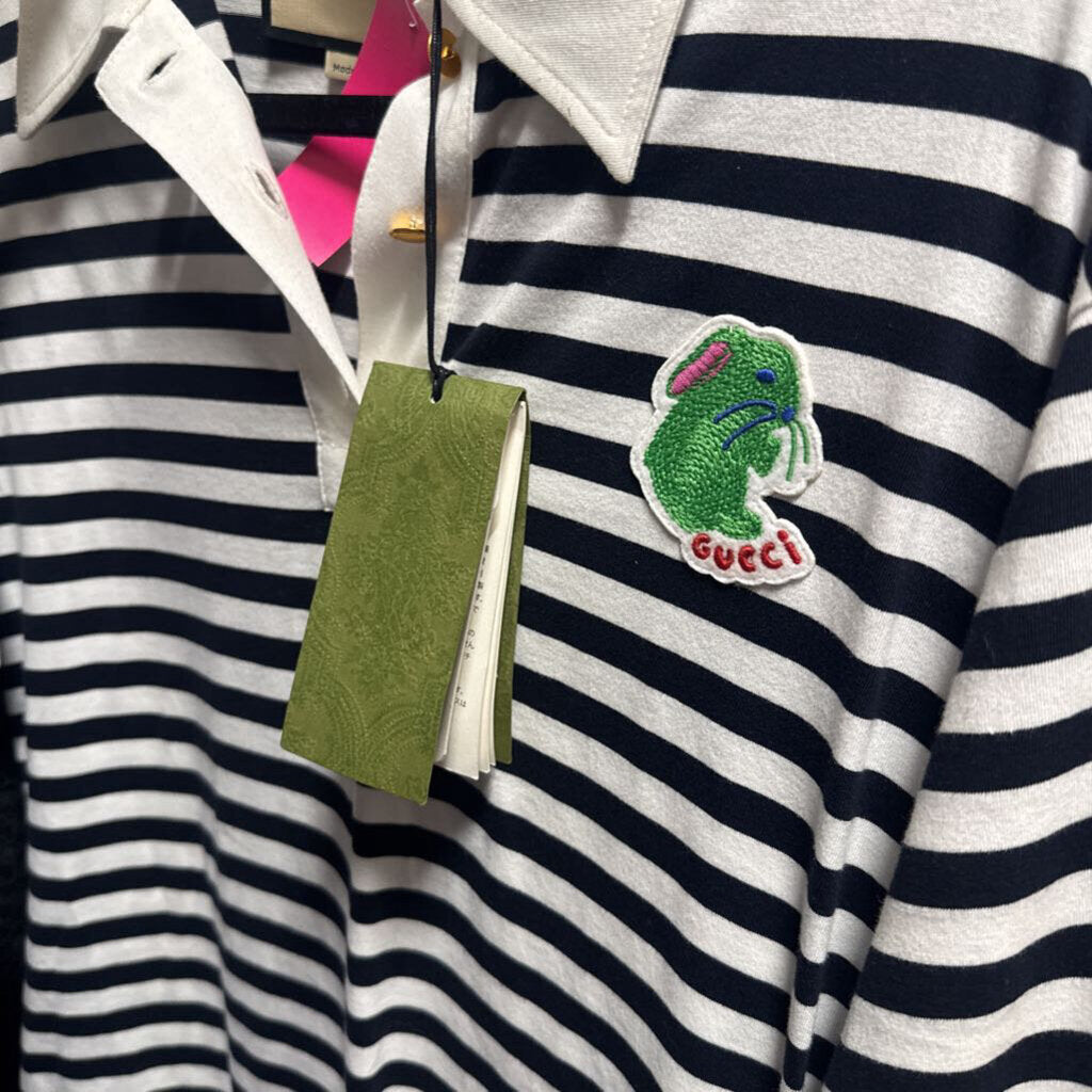 Black/White Stripe Cotton Shirt Dress