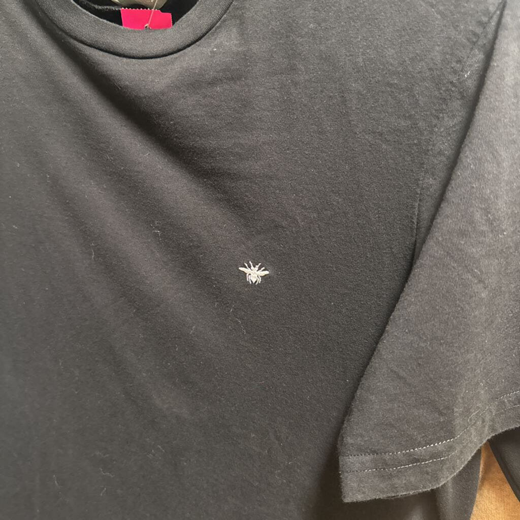 Black Cotton Embroidered Bee Tee