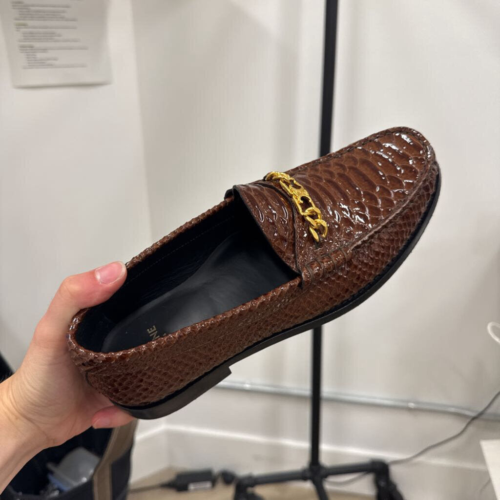 Brown Patent Python Calfskin Loafer