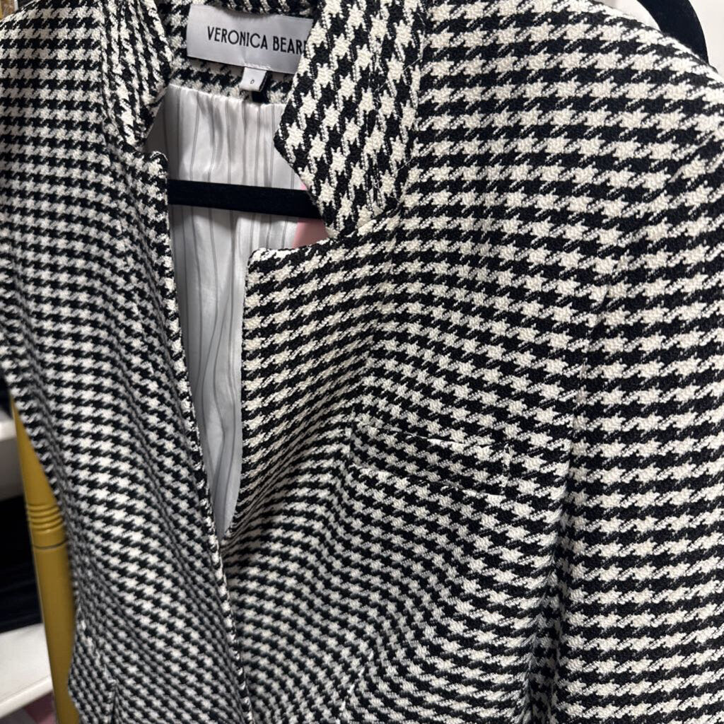 Black/White Houndstooth Poly Blazer