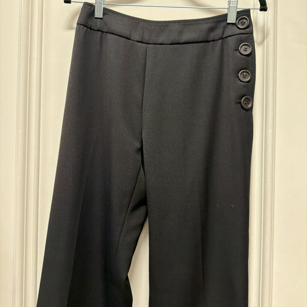 Black Wool Straight Leg Pant, 8