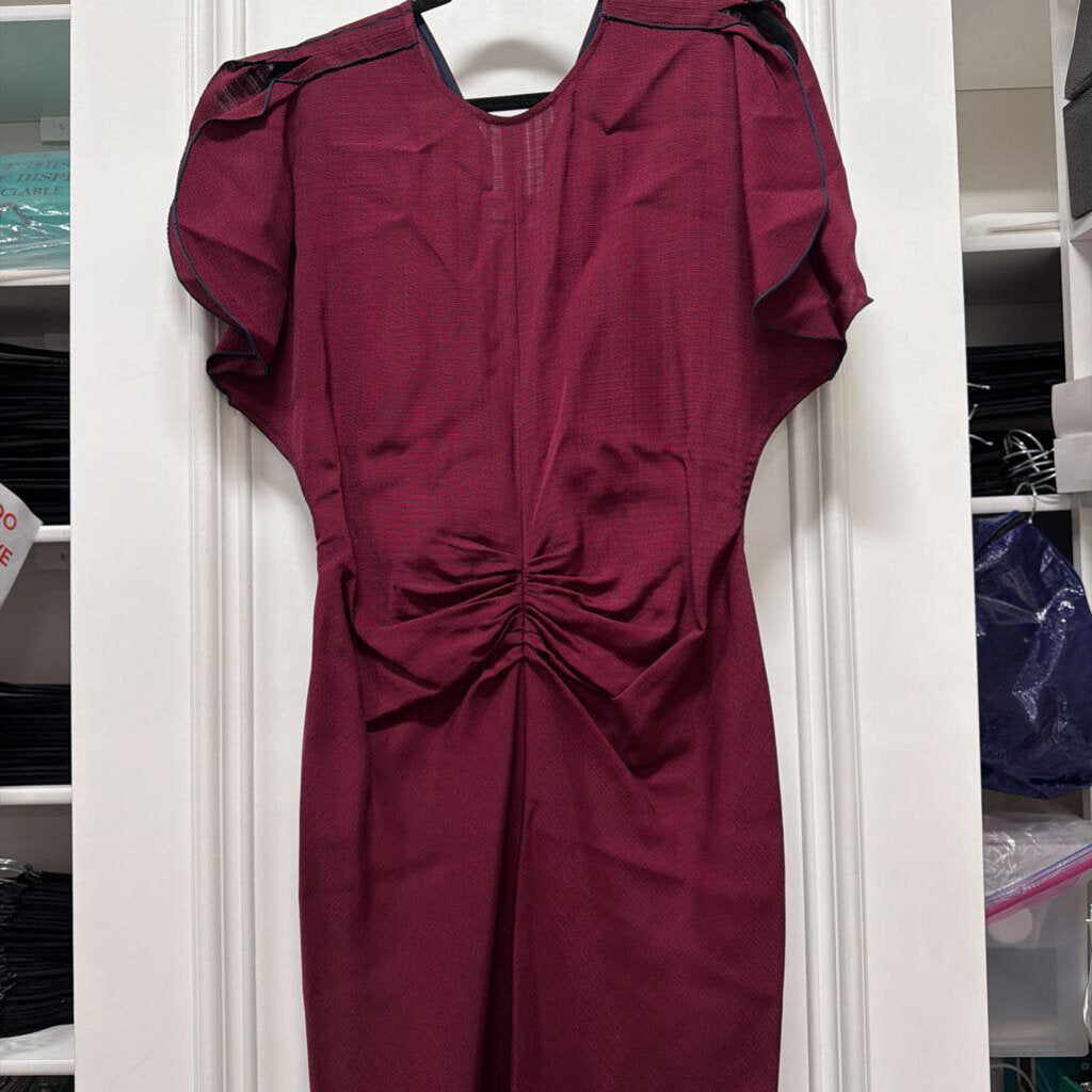 Burgundy Viscose Midi Dress, 8