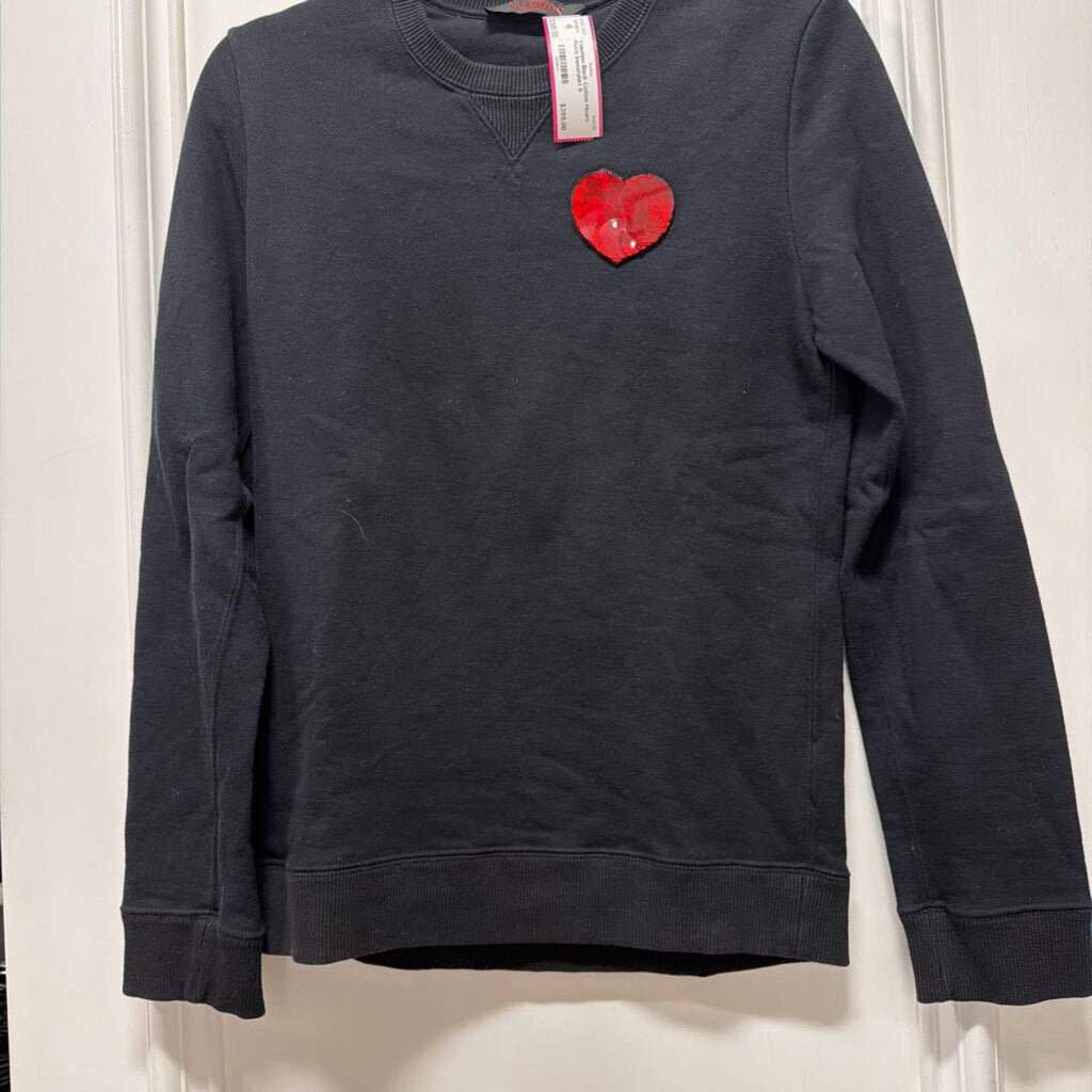 Black Cotton Heart-Patch Sweatshirt