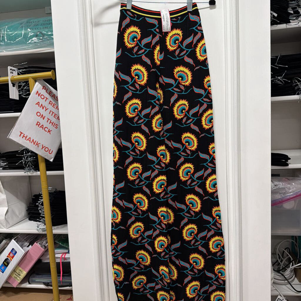 Multicolor Viscose Knit Wide Leg Pant
