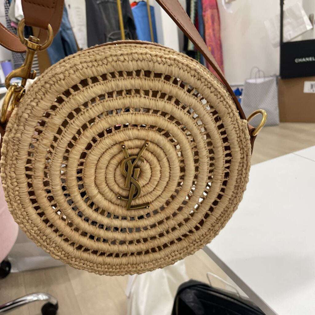Monogram Round Raffia/Leather Crossbody (est 3000)
