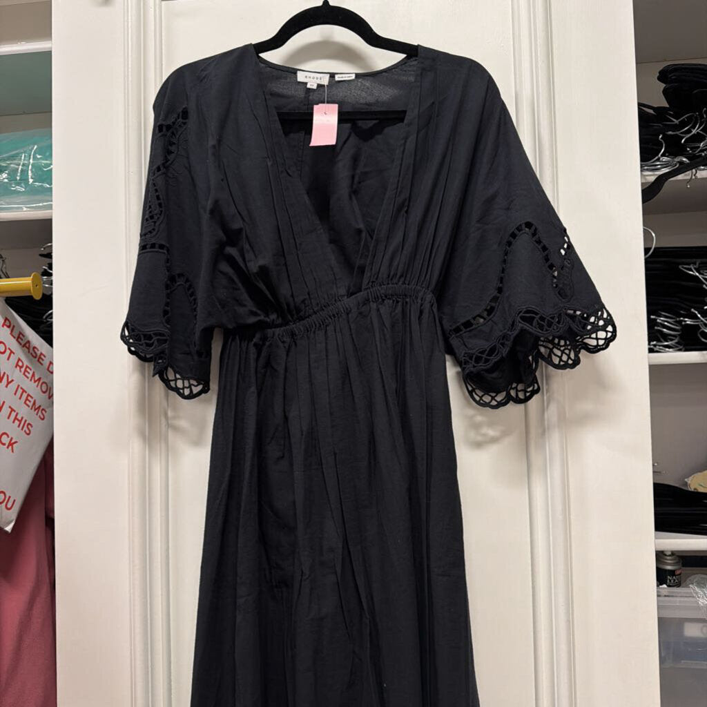 Black Cotton Eyelet Maxi Dress