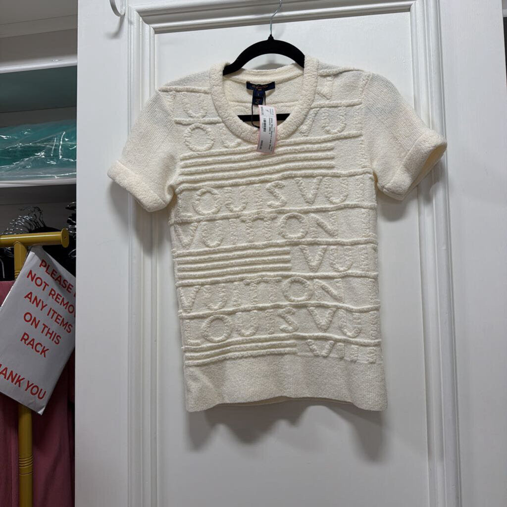 White Short Sleeve Lane Wool Sweater (995)
