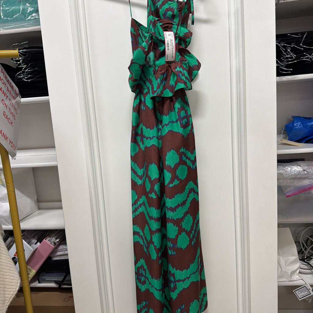 Brown Print Midi Dress, n/a