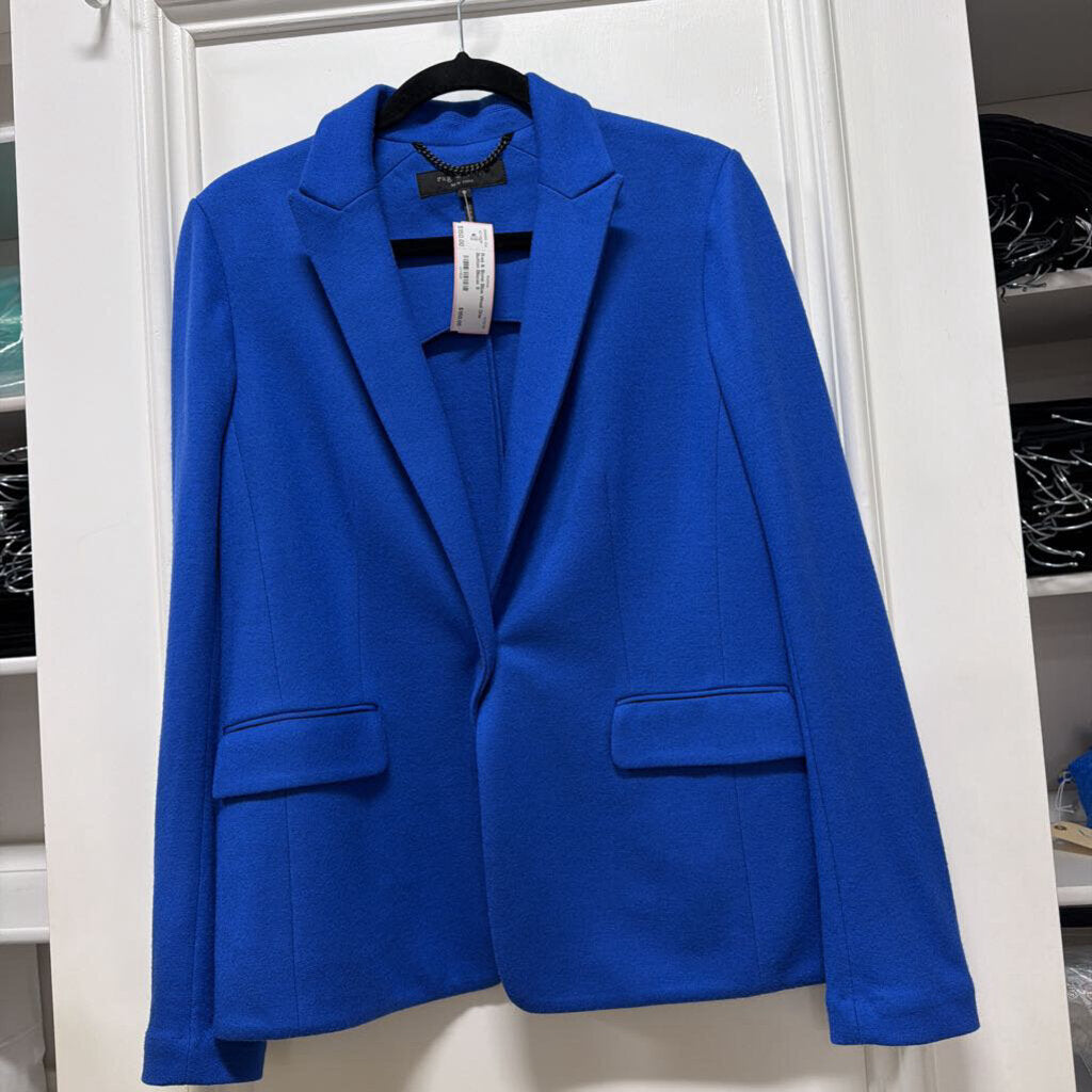 Blue Wool One Button Blazer
