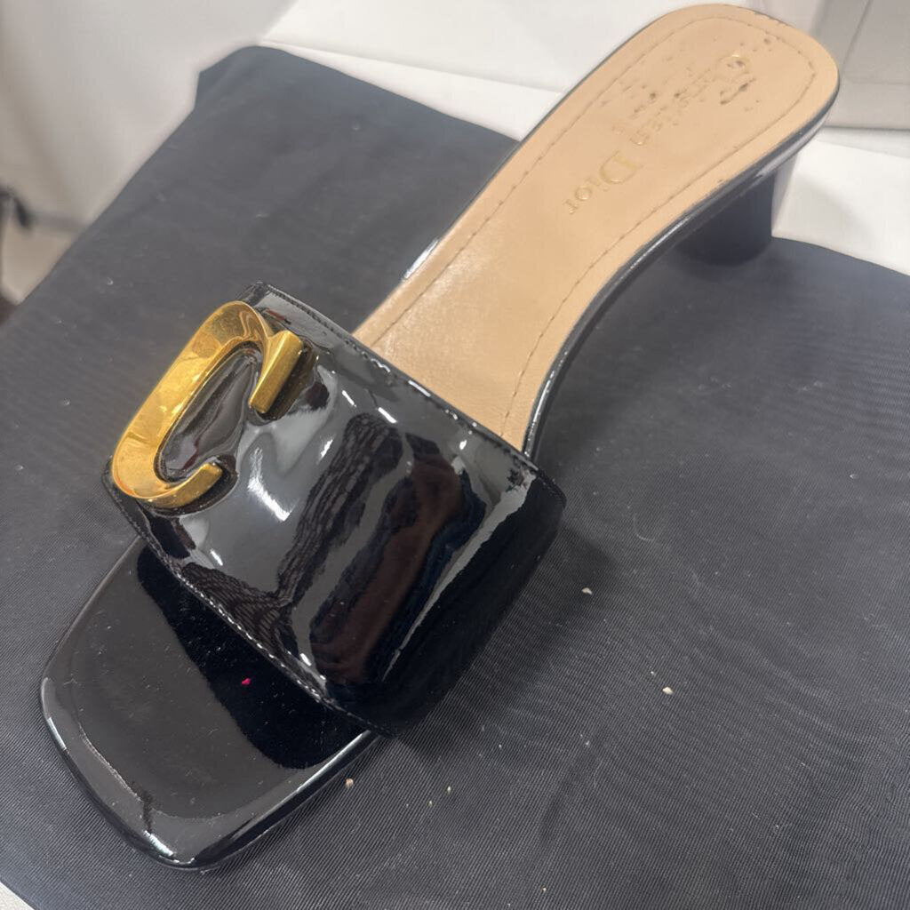 Black Patent Block Heel CD Sandals