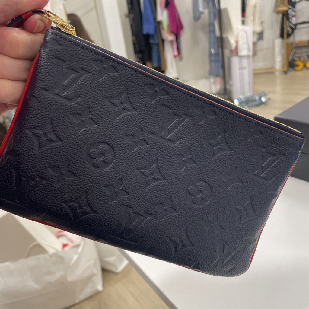 Navy/Red Monogram Empreinte Double Zip Pochette