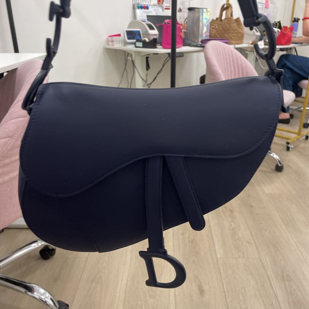 Navy Ultra Matte Calfskin Saddle Bag(est 4400)