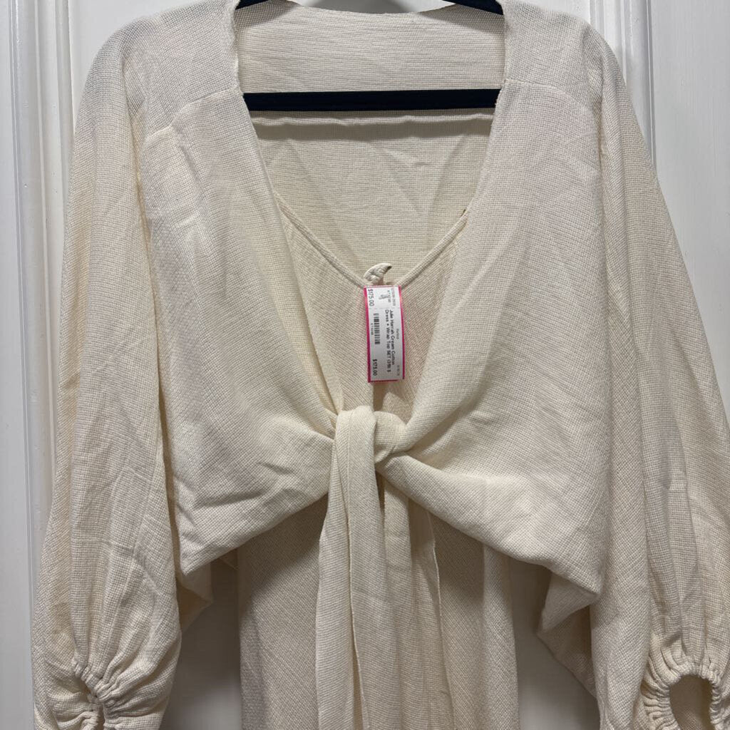 Cream Cotton Dress + Wrap Top SET (319)