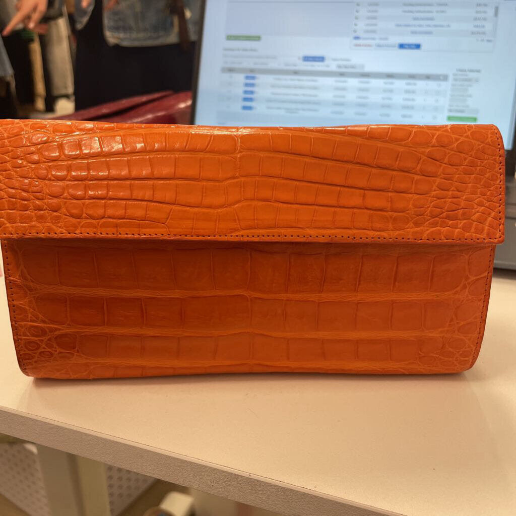 Orange Croc Clutch