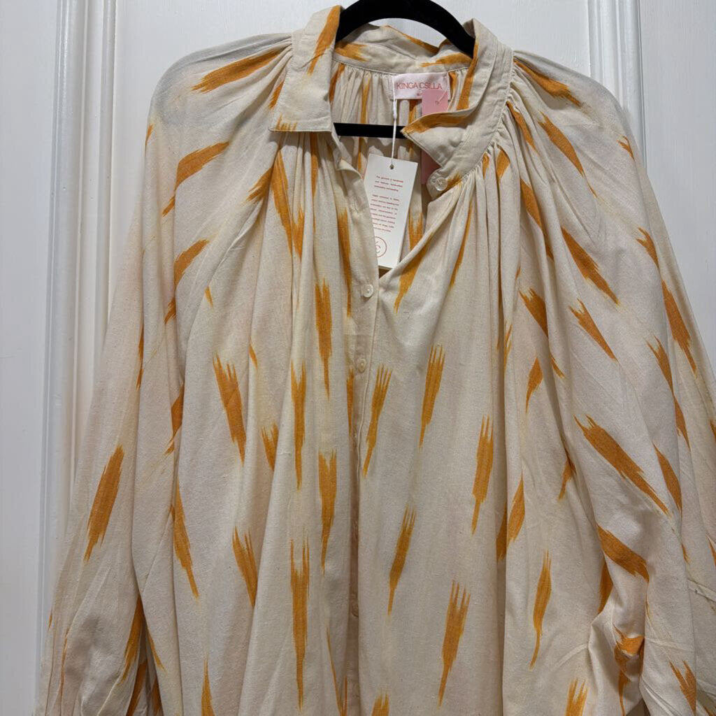 Cream/Orange Cotton Blouse (NWT 182)