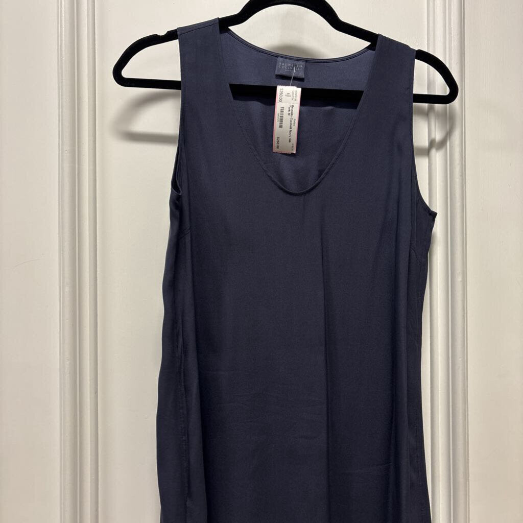 Navy Silk Tank