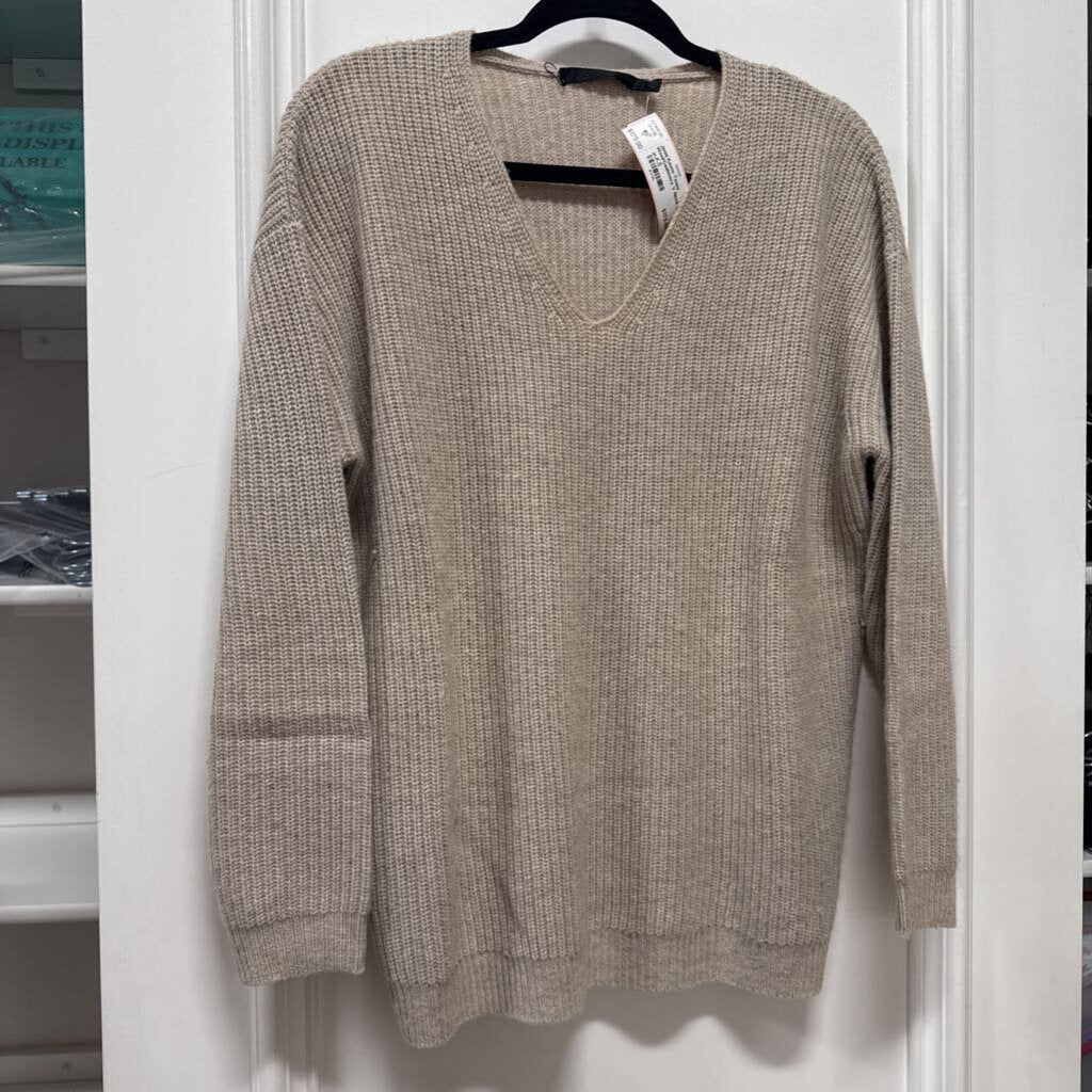 Taupe Wool/Cashmere V Neck Sweater